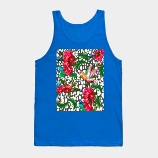 ANIMAL PRINT CHEETAH RED CALLA LILY AND TROPICAL PALMS Tank Top